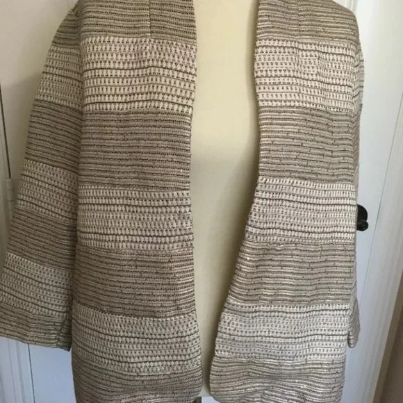 Chico’s Sz 2 Gold Silver Blazer Jacket Holiday - Picture 8 of 8